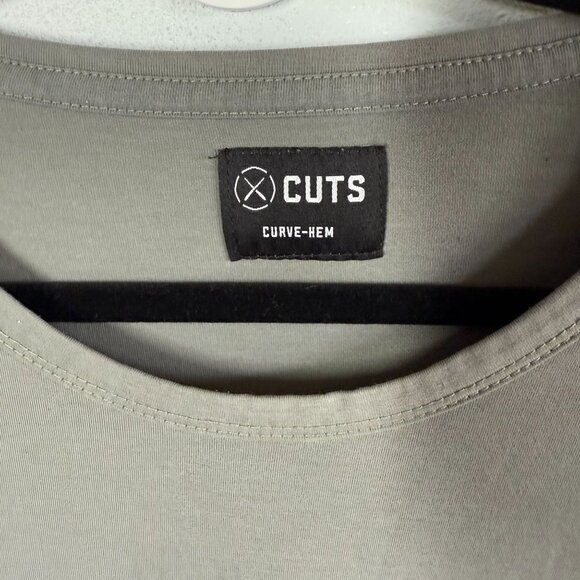 CUTS from Revolve Crew Curve Hem Short Sleeve T-Shirt Gray Mens L Butter Soft - Picture 9 of 9